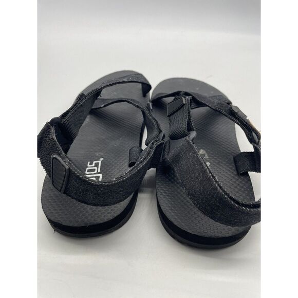 Flojos‎ Black Sandals Flats Shoe Men's Size 10 Strappy Comfort Hook And Loop - Picture 5 of 5